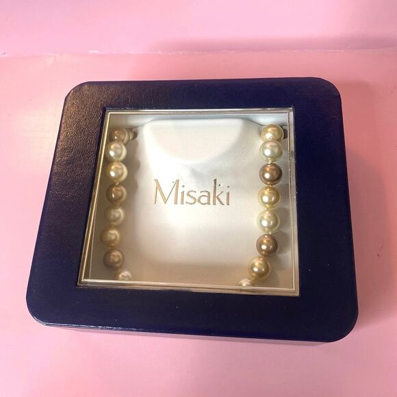 Misaki Three-Tone Pearl Necklace w/ Original Box, No Stud Earrings Included - Picture 2 of 4